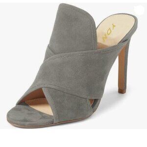 YDN Women Open Toe Stiletto High Heels Backless Mule Pumps Clogs Shoes Grey